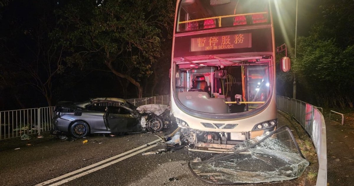 Private Car Collides with KMB Bus in Sha Tin, Catches Fire; 4 Injured