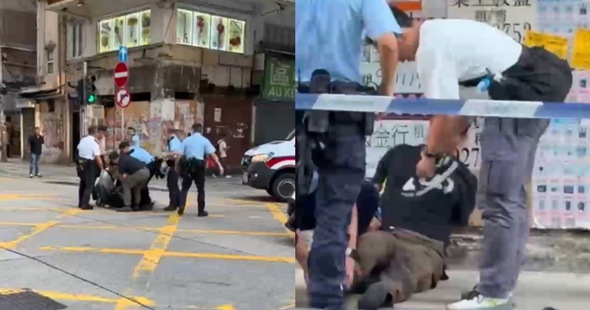 旺角十字路口男子遭警按地制服 途人圍觀議論