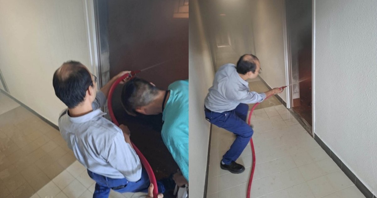 上水彩石邨垃圾房起火 屋邨經理保安聯手扑救獲讚英雄