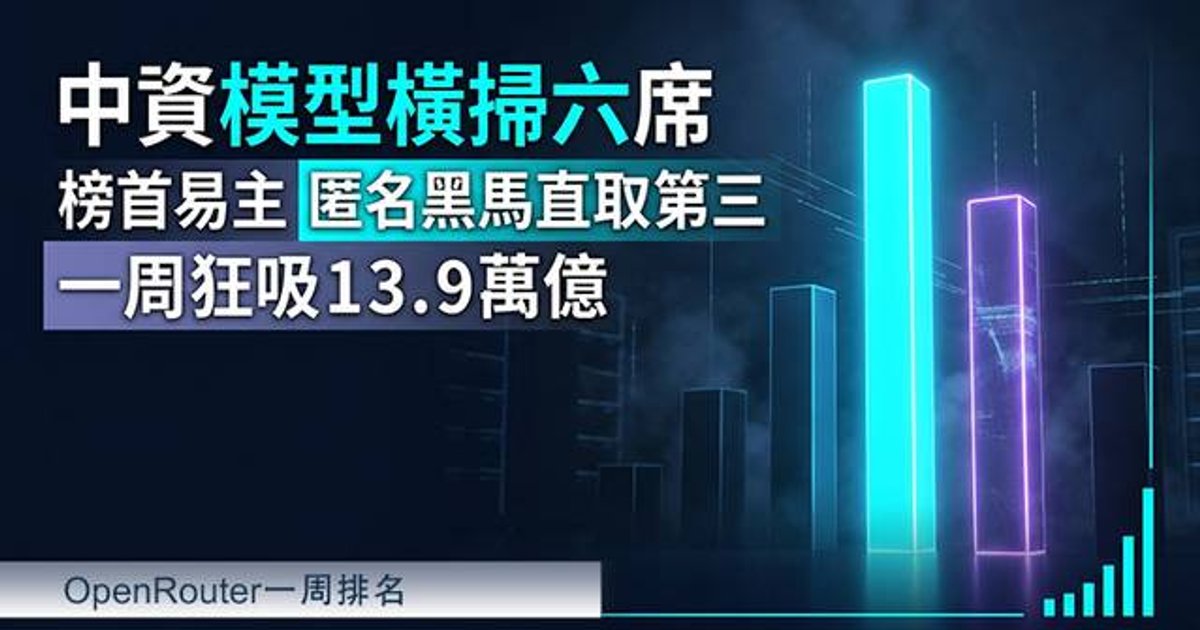 OpenRouter一週排名出爐 DeepSeek V4.1 Flash登頂 神秘模型Space Bunny Alpha空降第三
