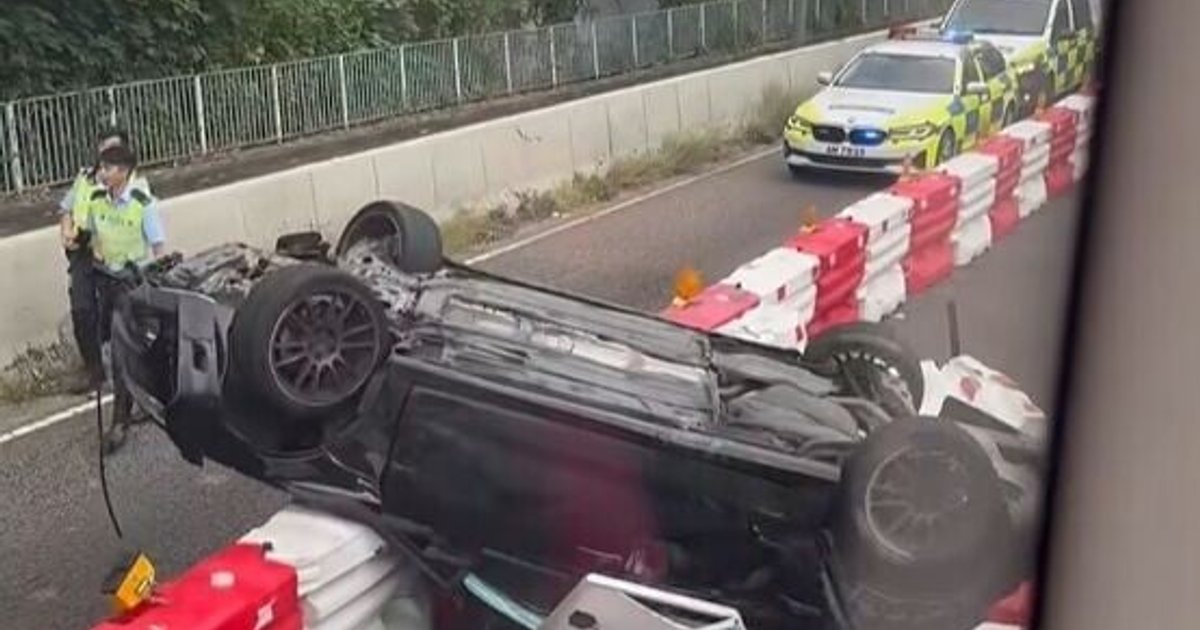 Driver Vanishes After Car Flips on Long Tin Road in Tin Shui Wai