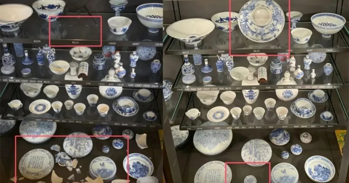 大英博物馆康熙青花瓷意外坠落　两件清代珍品粉碎