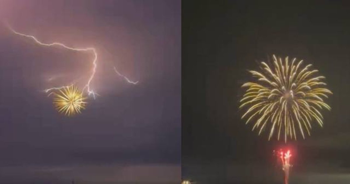 Fireworks and Lightning Create Rare Synchronized Display at Japan Festival