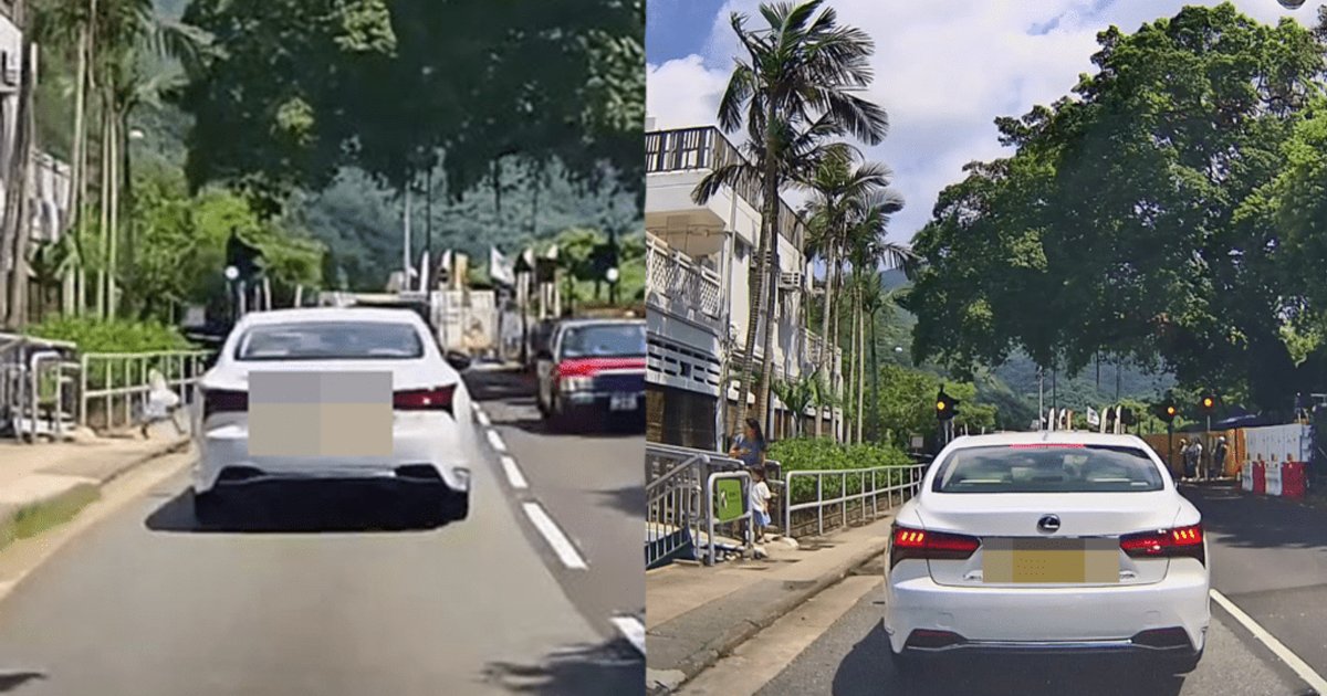 Dashcam Captures Girl Running Into Road in Deep Water Bay, Driver Brakes in Time