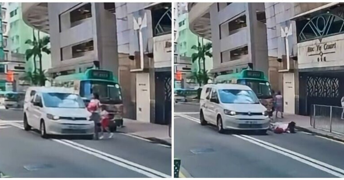 罗便臣道客货车疑双白线超车 撞伤过路母女