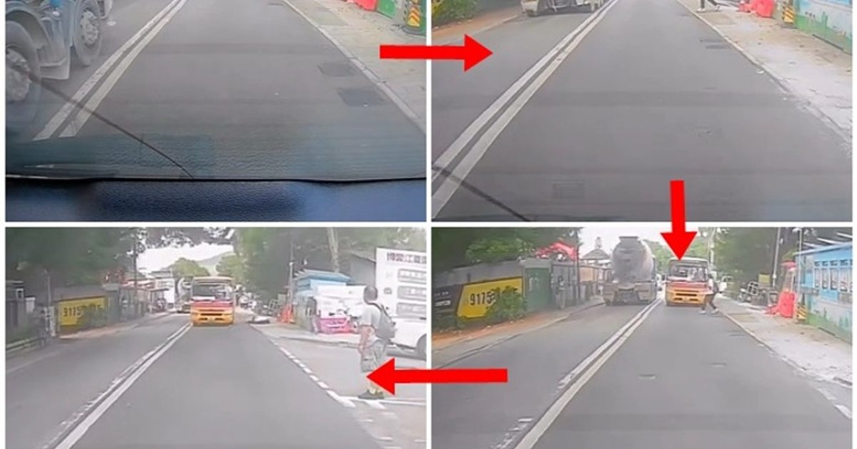 School Bus Hits Man Who Crossed Road Looking Only One Direction in Pat Heung