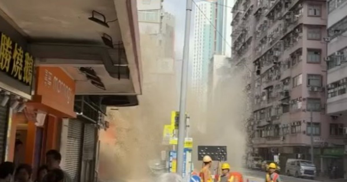 筲箕湾路边工地爆水管喷向大厦 护老院爆玻璃溅伤女长者