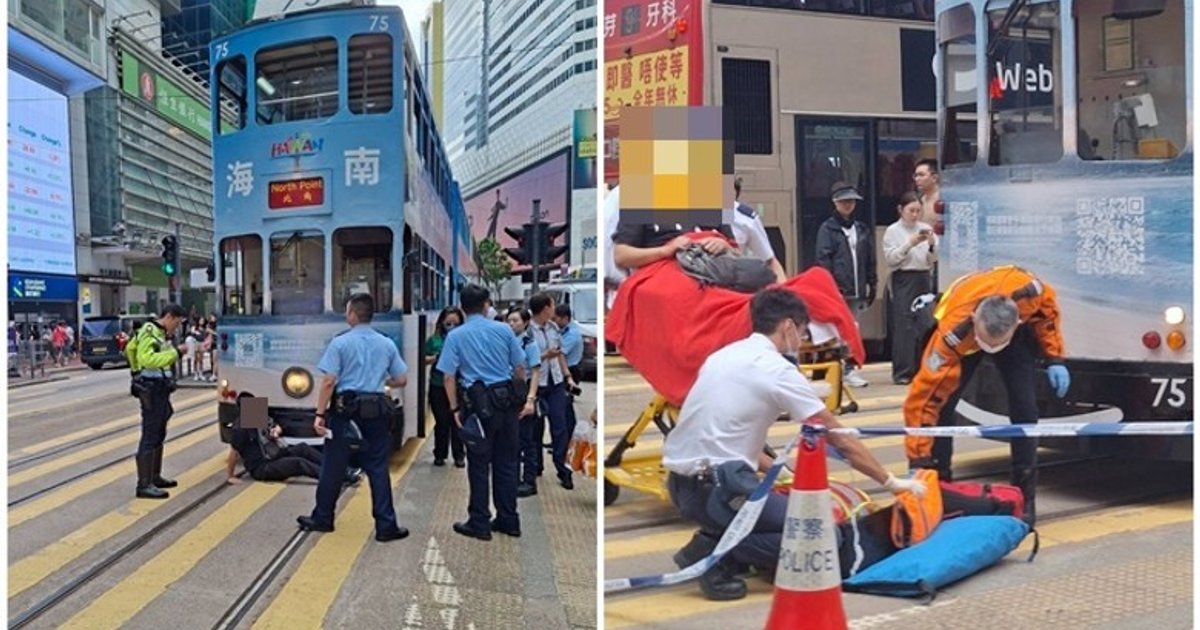 Man Hit by Tram on Causeway Bay's Jardine Street, Sent to Hospital