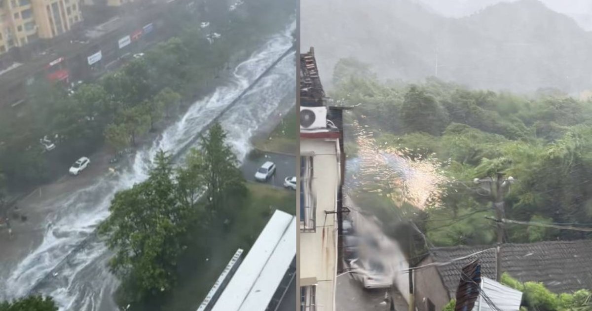 Typhoon Baitun Makes Landfall in Taizhou With Force 14 Winds